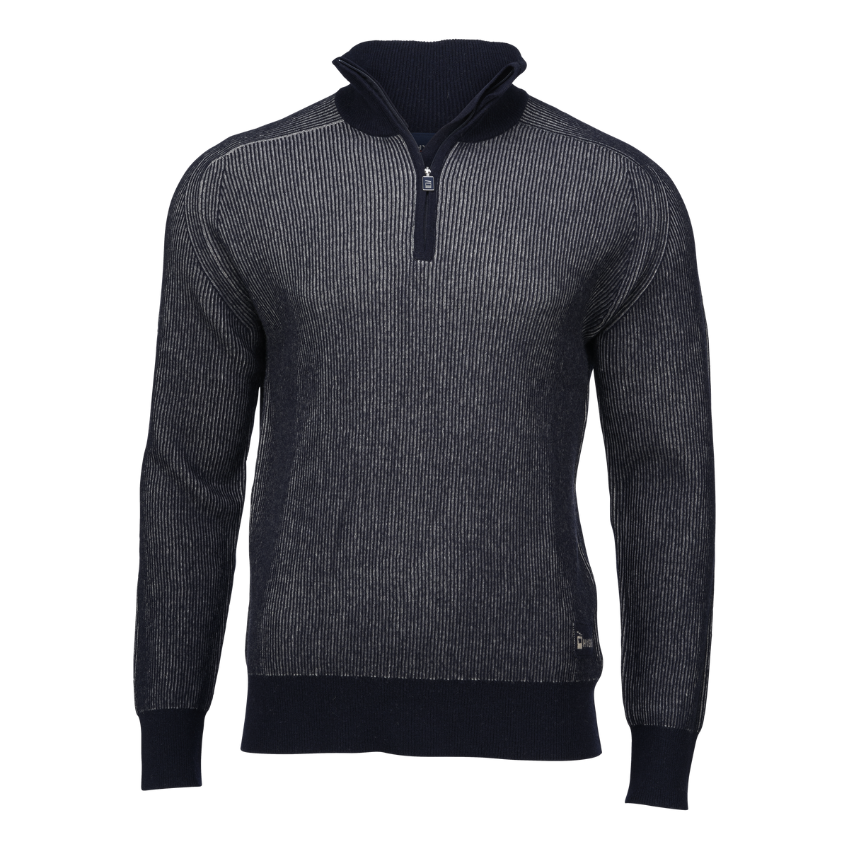 Men's Contrast Rib Half Zip – Navy
