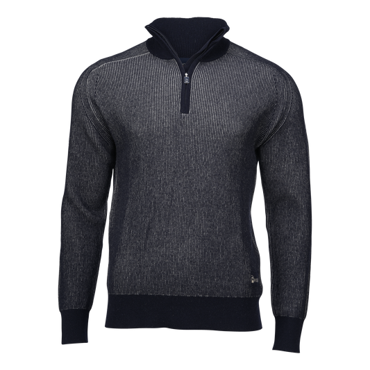 Men's Contrast Rib Half Zip – Navy