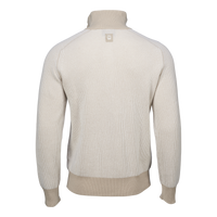 Men's Contrast Rib Half Zip – Beige