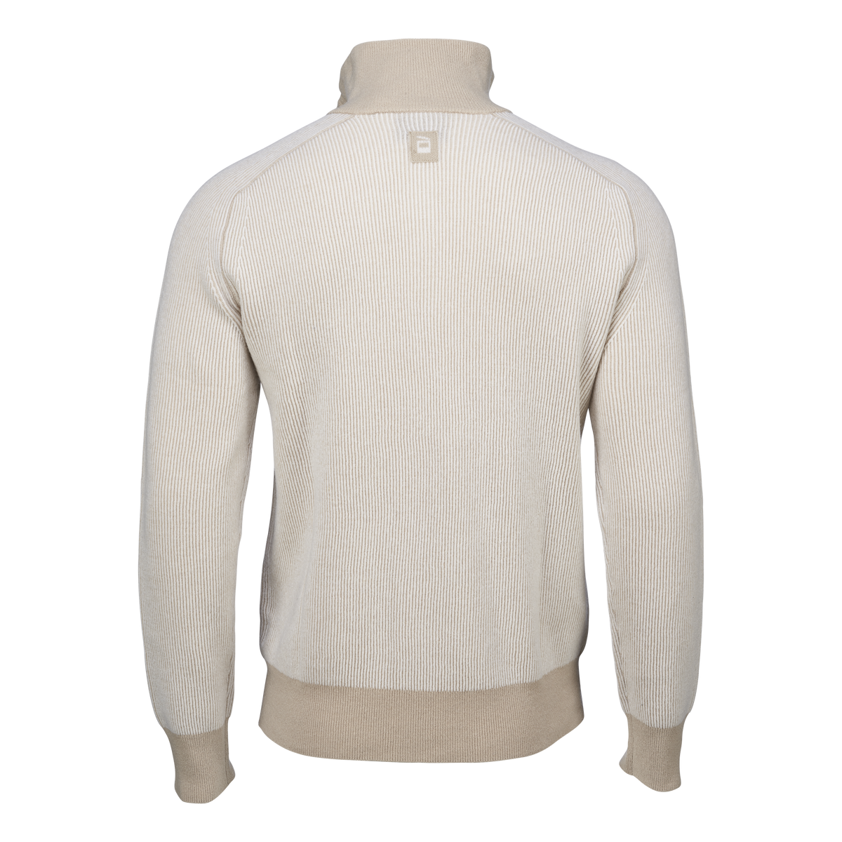 Men's Contrast Rib Half Zip – Beige