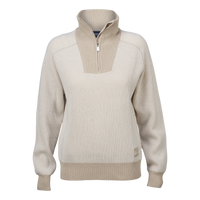 Women's Contrast Rib Half Zip – Beige