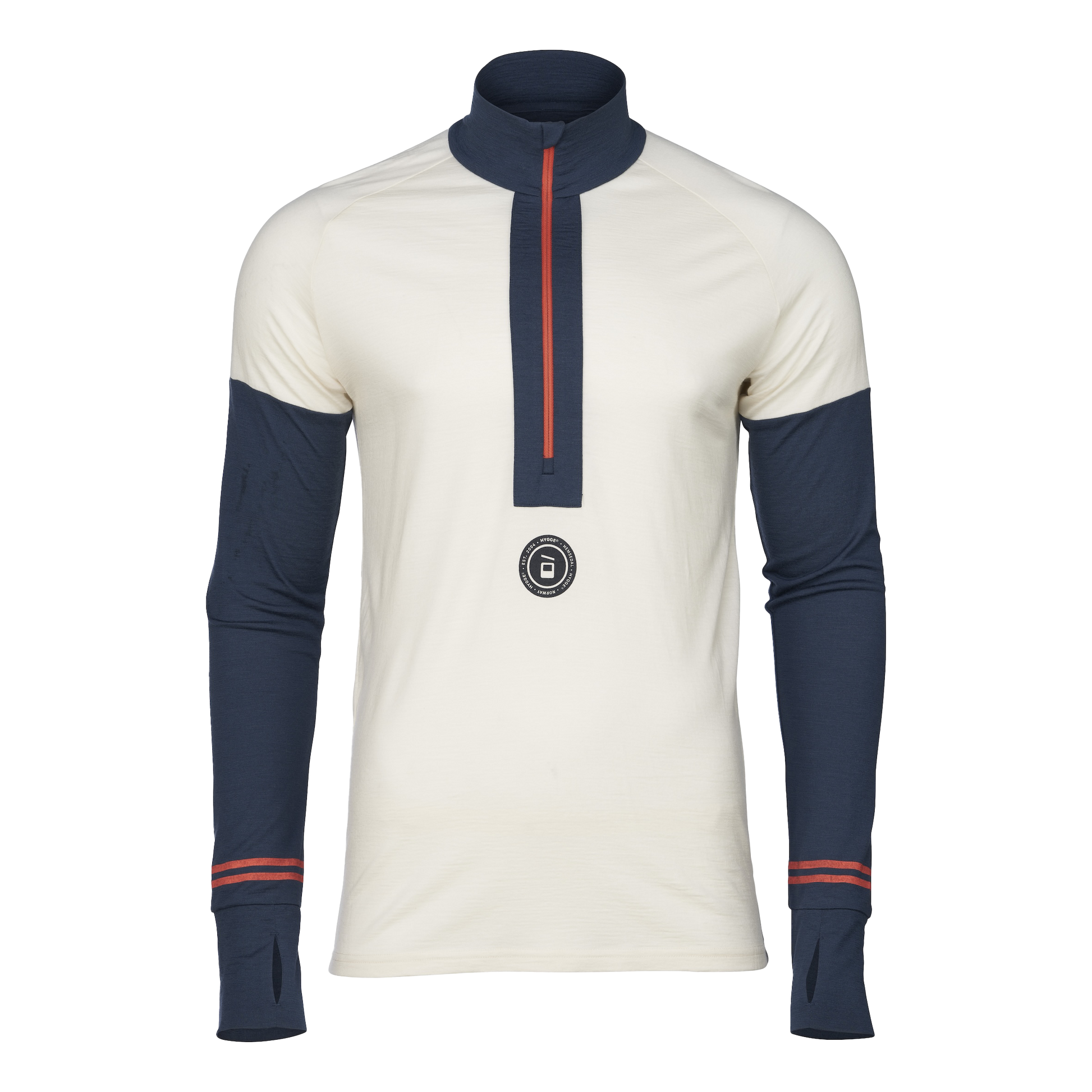 Men's Hyggewool 180 Zip Neck – White, Navy, Bonfire