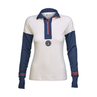 Women's Hyggewool 180 Zip Neck – White, Navy, Bonfire