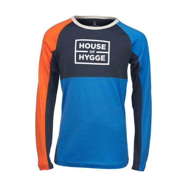 Kidswool genser oransje blaa lyseblaa logo 1N