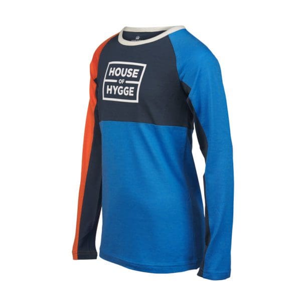 Kidswool genser oransje blaa lyseblaa logo 1R